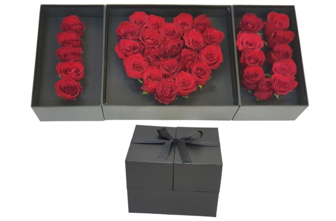 Black Elegance I Love You Roses Box-TheFlowersHope