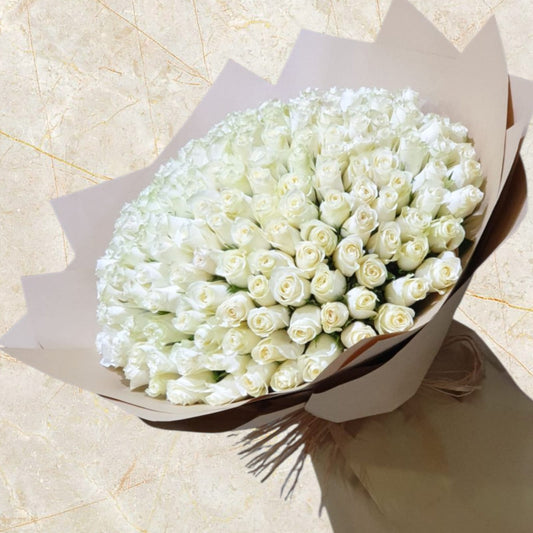 101 White Roses Bouquet-TheFlowersHope