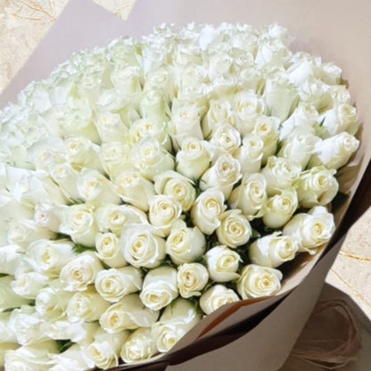 101 White Roses Bouquet-TheFlowersHope