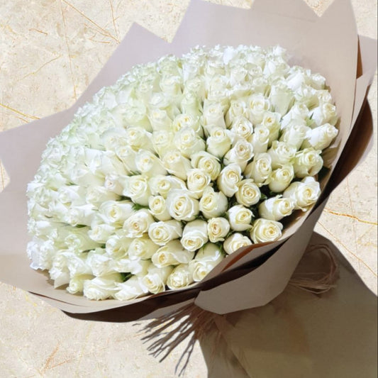 101 White Roses Bouquet-TheFlowersHope