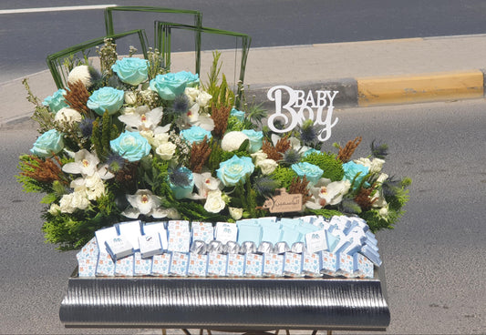 Chocolate and flower gift Newborn baby celebration-TheFlowersHope
