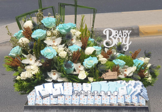 Chocolate and flower gift Newborn baby celebration-TheFlowersHope