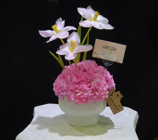 Pink Carnation with Light Pink Tulip Arrangement-TheFlowersHope