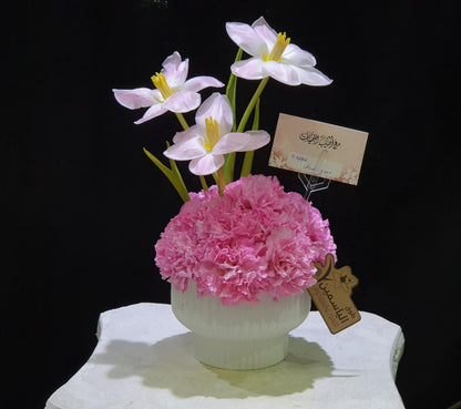 Pink Carnation with Light Pink Tulip Arrangement-TheFlowersHope