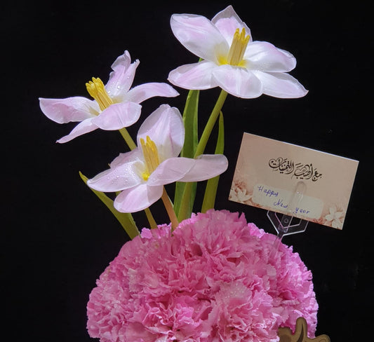Pink Carnation with Light Pink Tulip Arrangement-TheFlowersHope