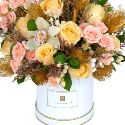 Golden Bloom White Luxury Box-TheFlowersHope