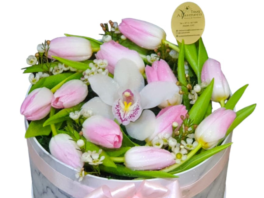 Soft Harmony Tulip & Orchid Box-TheFlowersHope