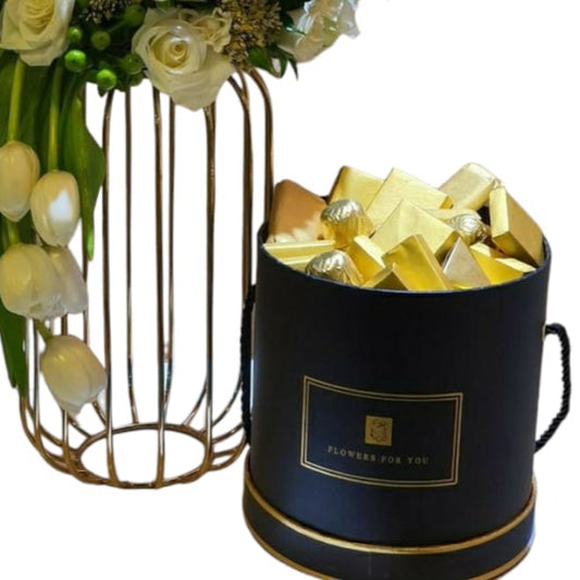 White Grace Floral Stand & Chocolate Box-TheFlowersHope