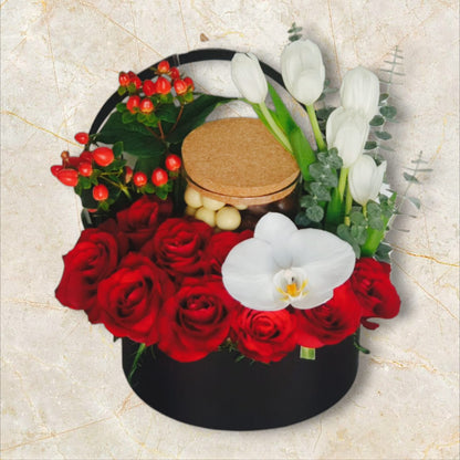 Chocolate and flower in Basket-TheFlowersHope