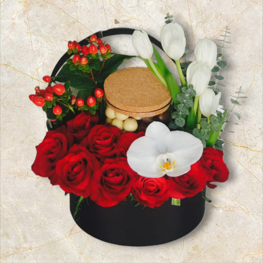 Chocolate and flower in Basket-TheFlowersHope