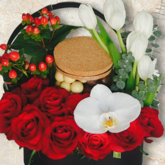 Chocolate and flower in Basket-TheFlowersHope